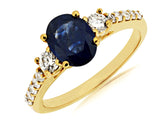 Sapphire & Diamond 3-Stone Band with Diamond Shank