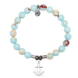 Snakeskin Jasper Gemstone Bracelet with Faith. Hope. Love Sterling Silver Charm