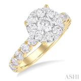 2 Ctw Lovebright Circular Shaped Round Cut Diamond Engagement Ring in 14K Yellow and White Gold
