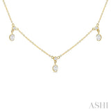 5/8 Ctw Dangle Oval and Round Cut Diamond Station Necklace in 14K Yellow Gold
