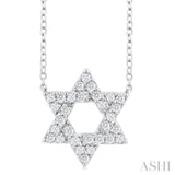 1/4 Ctw Star of David Round Cut Diamond Fashion Pendant With Chain in 14K White Gold