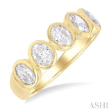 2.00 Ctw 5-Stone Bezel Set Oval Cut Diamond Fashion Band in 14K Yellow Gold