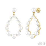 2 MM-4.5 MM Tear Drop Cultured Pearls and 1/4 Ctw Round Cut Diamond Fashion Earring in 10K Yellow Gold