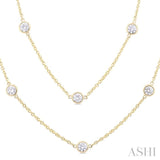 3 Ctw Bezel Set Round Cut Diamond Station Long Necklace in 14K Yellow Gold