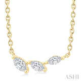 1/6 Ctw Graduated Marquise Cut Diamond Fashion Necklace in 14K Yellow Gold