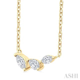1/6 Ctw Graduated Marquise Cut Diamond Fashion Necklace in 14K Yellow Gold
