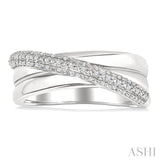 1/8 Ctw Bold Criss-Cross Round Cut Diamond Fashion Band in Sterling Silver