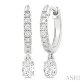 3/8 Ctw Oval Shape and Round Cut Diamond Fashion Huggie Petite Earrings in 14K White Gold
