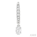 3/8 Ctw Oval Shape and Round Cut Diamond Fashion Huggie Petite Earrings in 14K White Gold