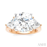 1 1/10 Ctw Circular Shape Trillion and Round Cut Diamond Semi-Mount Engagement Ring in 14K Rose and White Gold