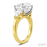 1 1/10 Ctw Circular Shape Trillion and Round Cut Diamond Semi-Mount Engagement Ring in 14K Yellow and White Gold