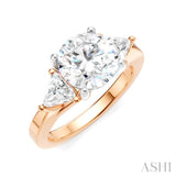 1/2 Ctw Circular Shape Trillion and Round Cut Diamond Semi-Mount Engagement Ring in 14K Rose and White Gold