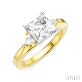 1/4 Ctw Princess Shape Trillion Cut & Round Cut Diamond Semi-Mount Engagement Ring in 14K Yellow and White Gold