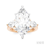 1 1/10 Ctw Tri-Mount Marquise Shape Center Pear and Round Cut Diamond Semi-Mount Engagement Ring in 14K Rose and White Gold