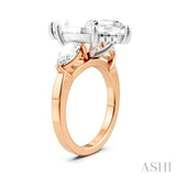 1 1/10 Ctw Tri-Mount Marquise Shape Center Pear and Round Cut Diamond Semi-Mount Engagement Ring in 14K Rose and White Gold