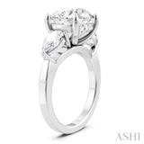 1 1/10 Ctw Tri-Mount Circular Shape Center Pear and Round Cut Diamond Semi-Mount Engagement Ring in 14K White Gold