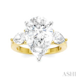 1 1/10 Ctw Tri-Mount Centerpiece Pear and Round Cut Diamond Semi-Mount Engagement Ring in 14K Yellow and White Gold