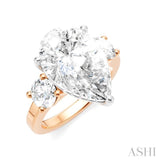 1 1/10 Ctw Tri-Mount Pear Shape Round Cut Diamond Semi-Mount Engagement Ring in 14K Rose and White Gold