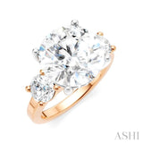 1 1/10 Ctw Tri-Mount Past, Present and Future Round Cut Diamond Semi-Mount Engagement Ring in 14K Rose and White Gold