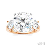 1 1/10 Ctw Tri-Mount Past, Present and Future Round Cut Diamond Semi-Mount Engagement Ring in 14K Rose and White Gold