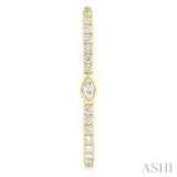 1/3 Ctw Marquise and Round Cut Diamond Rectangular Fashion Hoop Earrings in 14K Yellow Gold