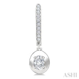 1/2 Ctw Oval Shape Dome Round Cut Diamond Fashion Huggie Earrings in 14K White Gold