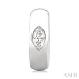 1/4 Ctw Bezel Set Marquise Cut Diamond Fashion Huggie Earrings in 14K White Gold