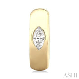 1/4 Ctw Bezel Set Marquise Cut Diamond Fashion Huggie Earrings in 14K Yellow Gold