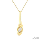 1/3 Ctw Swirl Accent Elongated Teardrop Marquise Cut Diamond Fashion Pendant With Chain in 14K Yellow Gold