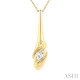 1/3 Ctw Swirl Accent Elongated Teardrop Marquise Cut Diamond Fashion Pendant With Chain in 14K Yellow Gold