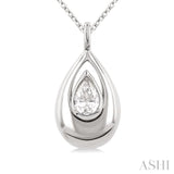 1/4 Ctw Teardrop Pear Cut Diamond Fashion Pendant With Chain in 14K White Gold