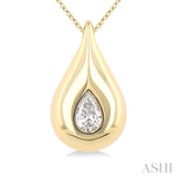1/4 Ctw Teardrop Pear Cut Diamond Fashion Pendant With Chain in 14K Yellow Gold