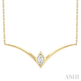 1/4 Ctw Chevron Bezel Marquise Cut Diamond Necklace in 14K Yellow Gold