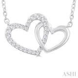 1/8 Ctw Interlocked Heart Round Cut Diamond Fashion Pendant With Chain in 10K White Gold