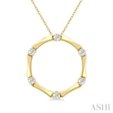 1/4 Ctw Petite Bamboo Shoot Inspired Round Cut Diamond Fashion Pendant With Chain in 14K Yellow Gold