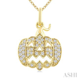 1/6 Ctw Petite Pumpkin Single Cut Diamond Fashion Pendant With Chain in 10K Yellow Gold