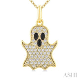 1/6 Ctw Petite Ghost Single Cut Diamond Fashion Pendant With Chain in 10K Yellow Gold