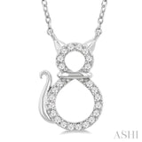 1/10 Ctw Cat Shape Petite Single Cut Diamond Fashion Pendant With Chain in 10K White Gold