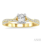 1/2 Ctw Split Criss Cross Round & Oval Cut Diamond Engagement Ring With 1/3 Ctw Oval Cut Center Stone in 14K Yellow and White Gold