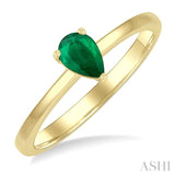 6x4 MM Pear Shape Emerald Precious Solitaire Ring in 14K Yellow Gold