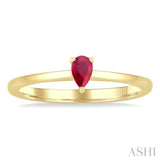 5x3 MM Pear Shape Ruby Precious Solitaire Ring in 14K Yellow Gold