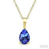 6X4 MM Pear Shape Tanzanite Precious Solitaire Pendant With Chain in 14K Yellow Gold