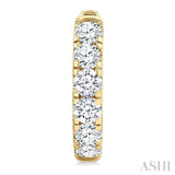 1 Ctw Round Cut Diamond Hoop Earrings in 14K Yellow Gold