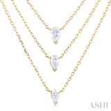 5/8 Ctw Triple Pear Cut Diamond Layered Necklace in 14K Yellow Gold