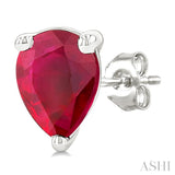 5X3 MM Pear Shape Ruby Precious Stud Earrings in 14K White Gold