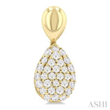 1/3 Ctw Pear Shape Mount Pave Set Round Cut Diamond Fashion Earrings in 10K Yellow Gold