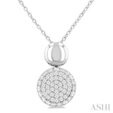 1/4 Ctw Circular Mount Pave Set Single Cut Diamond Fashion Pendant With Chain in 10K White Gold