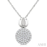 1/4 Ctw Circular Mount Pave Set Round Cut Diamond Fashion Pendant With Chain in 10K White Gold