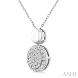 1/4 Ctw Circular Mount Pave Set Round Cut Diamond Fashion Pendant With Chain in 10K White Gold