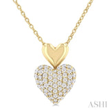 1/4 Ctw Heart Shape Pave Set Round Cut Diamond Fashion Pendant With Chain in 10K Yellow Gold